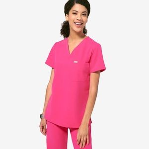 FIGS hot pink Catarina Scrub top